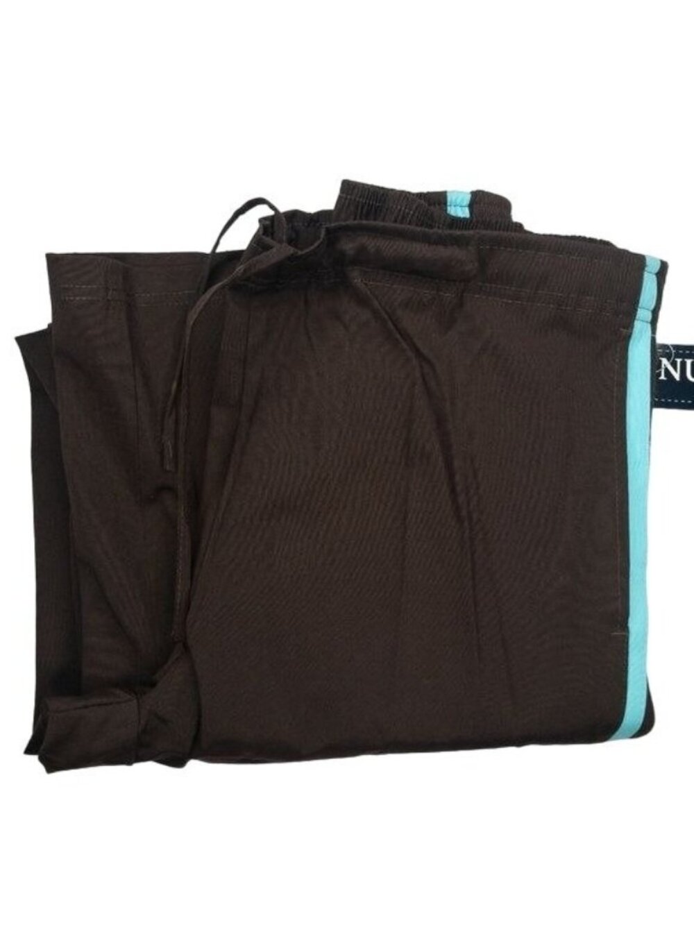Nu Dimension Brown Scrub Pants With Turquoise Stripes